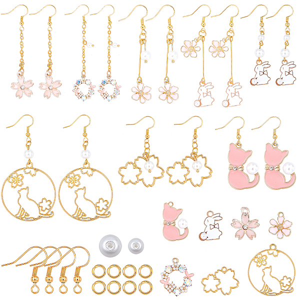 

PandaHall SUNNYCLUE DIY Earring Making, with Alloy Pendants, Glass Pearl Beads, Brass Earring Hooks, Brass Flat Oval Cable Chains and Iron...