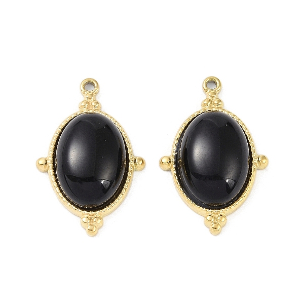 

PandaHall Natural Obsidian Pendants, Ion Plating(IP) 304 Stainless Steel Oval Charms, Real 18K Gold Plated, 24x15.5x7mm, Hole: 1mm Obsidian...