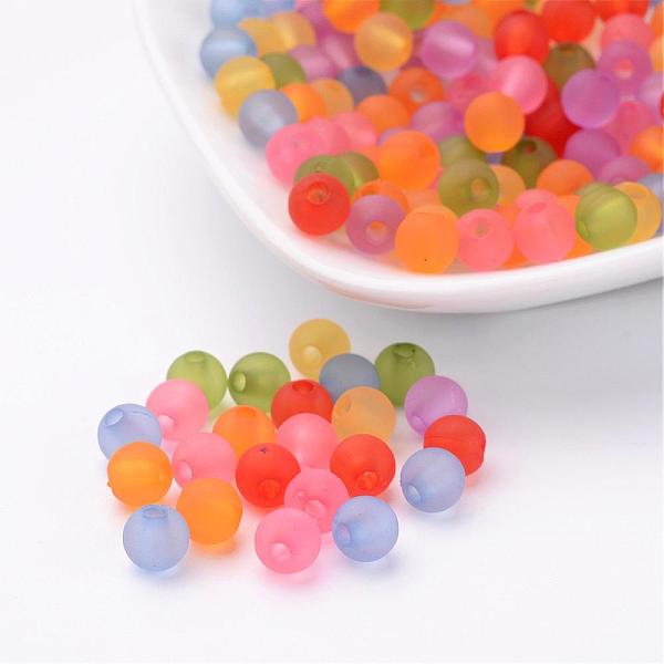 

PandaHall Transparent Frosted Acrylic Beads, Round, Mixed Color, 6mm, Hole: 1.8mm Acrylic Round Multicolor