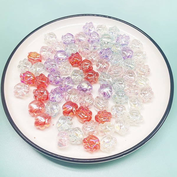 

PandaHall Cute Transparent Acrylic Beads, AB Color Plated, Cat Paw Print, Mixed Color, 16x18.5mm, Hole: 4mm Acrylic Cat Shape Multicolor
