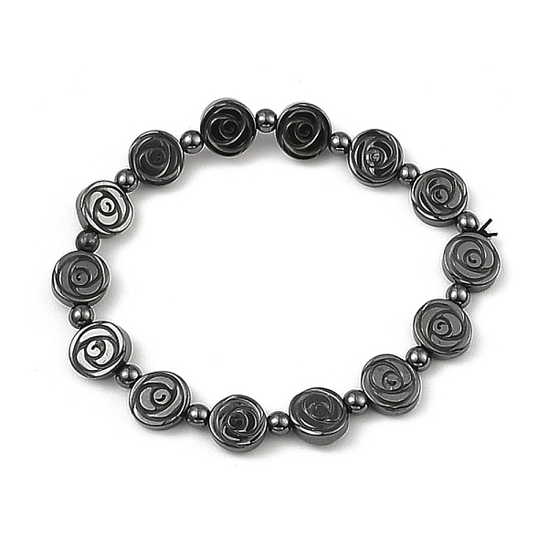 

PandaHall Synthetic Non-Magnetic Hematite Beaded Bracelets, Flower, Inner Diameter: 2-1/4 inch(5.65cm) Non-magnetic Hematite Flower