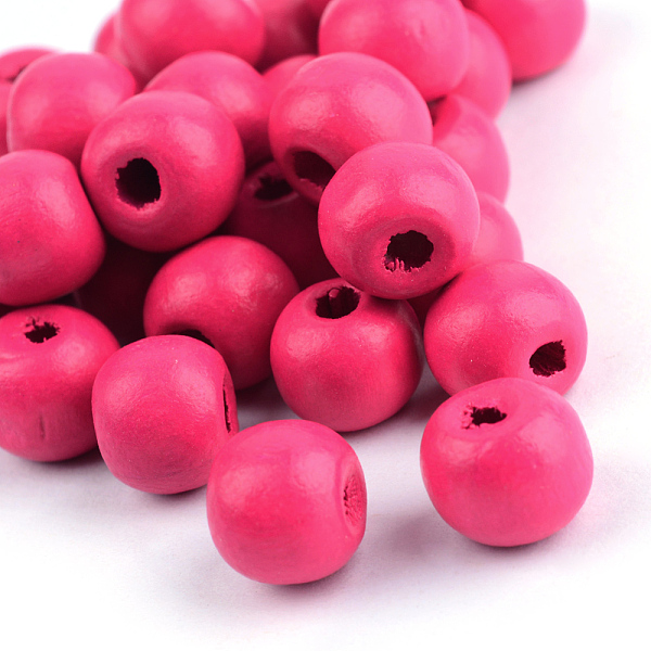 

PandaHall Natural Wood Beads, Dyed, Round, Camellia, 14x13mm, Hole: 4mm, about 1200pcs/1000g Schima Wood Round Pink