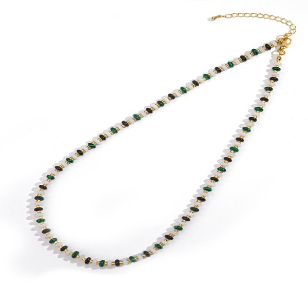 Colliers de perles en jade blanc naturel coloré et en pierre de malachite synthétique pour un style de plage d'été