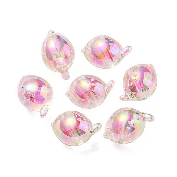 

PandaHall UV Plating Rainbow Iridescent Acrylic Beads, Two Tone Bead in Bead, Fish, Pink, 15x17x15mm, Hole: 3.5mm Acrylic Fish Pink