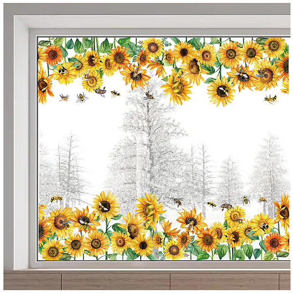 

PandaHall PVC Window Static Stickers, Rectangle Shape, for Window Decoration, Flower, 380x1160mm Plastic Flower