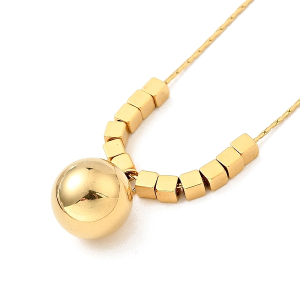 PandaHall Ion Plating(IP) 304 Stainless Steel Round Ball Pendant Necklace with Coreana Chains for Women, Golden, 16.14 inch(41cm) 304...