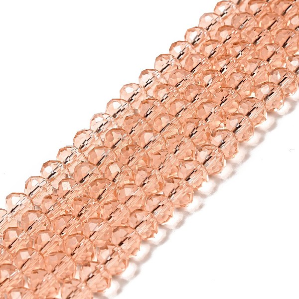 

PandaHall Handmade Imitate Austrian Crystal Faceted Rondelle Glass Beads, Pink, 8x6mm, Hole: 1mm, about 68~70pcs/strand Glass Rondelle Red