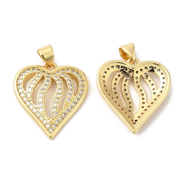 

PandaHall Real 16K Gold Plated Brass Micro Pave Clear Cubic Zirconia Pendants, Heart Charms, Clear, 22x20x3.5mm, Hole: 4x3.5mm Brass+Cubic...