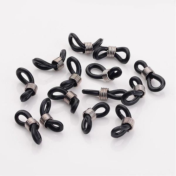 

PandaHall Eyeglass Holders, Glasses Rubber Loop Ends, with Iron Findings, Platinum Color, about 6mm wide, 17mm long, hole: 5x2mm Synthetic...