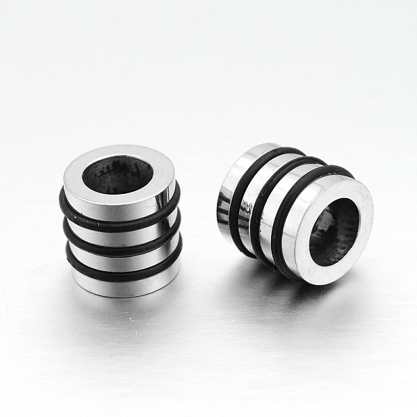

PandaHall Nice Big Hole 304 Stainless Steel Wrapped Black Rubber Column Beads, Stainless Steel Color, 10x10mm, Hole: 6mm 304 Stainless Steel...
