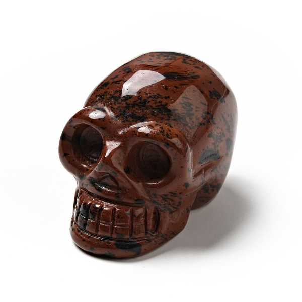 

PandaHall Halloween Natural Mahogany Obsidian Display Decorations, Home Decorations, Skull, 35~37x30~31x48~50.5mm Mahogany Obsidian Skull