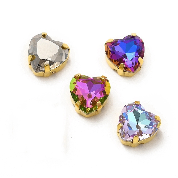

PandaHall Heart Shaped Sew on Rhinestone, Glass Rhinestone, Garments Accessories, Multi-Strand Links, with Golden Tone Brass Findings, Mixed..., Multicolor