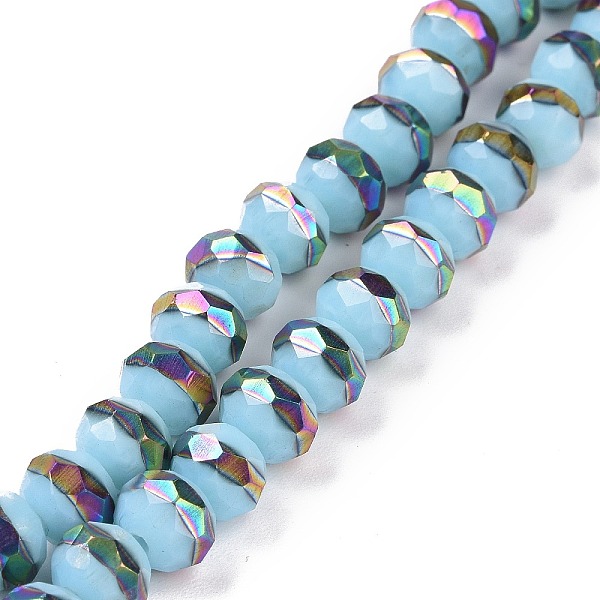 

PandaHall Handmade Porcelain Beads Strands, Facted, Rondelle, Half Plated, Light Sky Blue, 8x6.5mm, Hole: 1.4mm, about 66pcs/strand, 16.77...