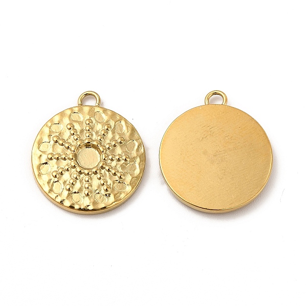 

PandaHall Ion Plating(IP) 304 Stainless Steel Pendant Cabochon Settings, Flat Round with Sun, Real 18K Gold Plated, Tray: 3mm, 18.5x16x2mm...