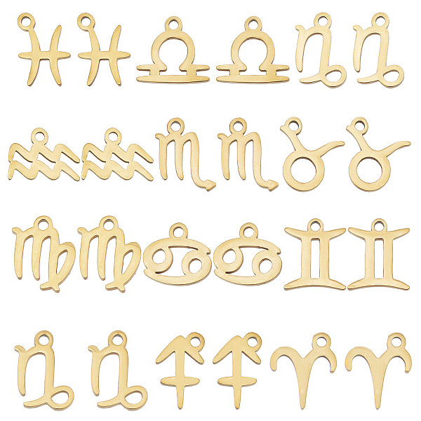 

PandaHall SUNNYCLUE 1 Box 24Pcs Zodiac Constellation Charms Horoscope Charms Stainless Steel Charm Astrology 12 Constellations Twelves Signs...