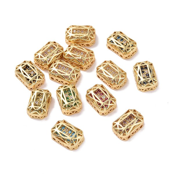 

PandaHall Eco-friendly Brass Micro Pave Cubic Zirconia Multi-strand Links, Rack Plating, Cadmium Free & Lead Free, Rectangle Octagon, Golden..., Multicolor