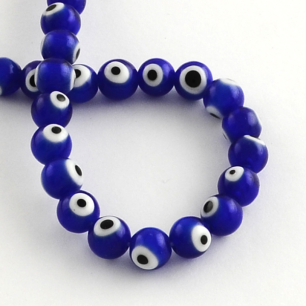 

PandaHall Round Handmade Evil Eye Lampwork Beads, Blue, 10mm, Hole: 1mm, about 38pcs/strand, 14.1 inch Lampwork Evil Eye Blue
