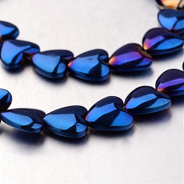 

PandaHall Electroplate Non-magnetic Synthetic Hematite Bead Strands, Heart, Blue Plated, 12x12x4mm, Hole: 1mm, about 38pcs/strand, 15.7 inch...