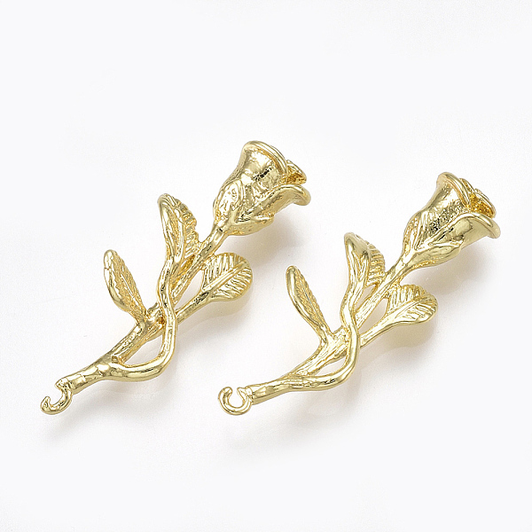 

PandaHall Brass Pendants, Flower, Real 18K Gold Plated, 27x9.5x6.5mm, Hole: 1mm Brass Flower