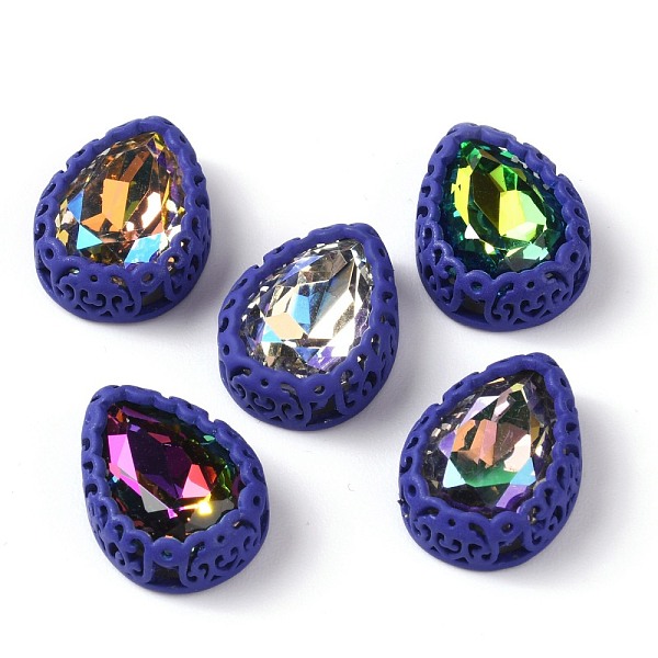 

PandaHall Sew on Rhinestone, Glass Rhinestone, with Brass Findings, Garments Accessories, Teardrop, Mixed Color, Blue, 16x12.5x6.5mm, Hole...