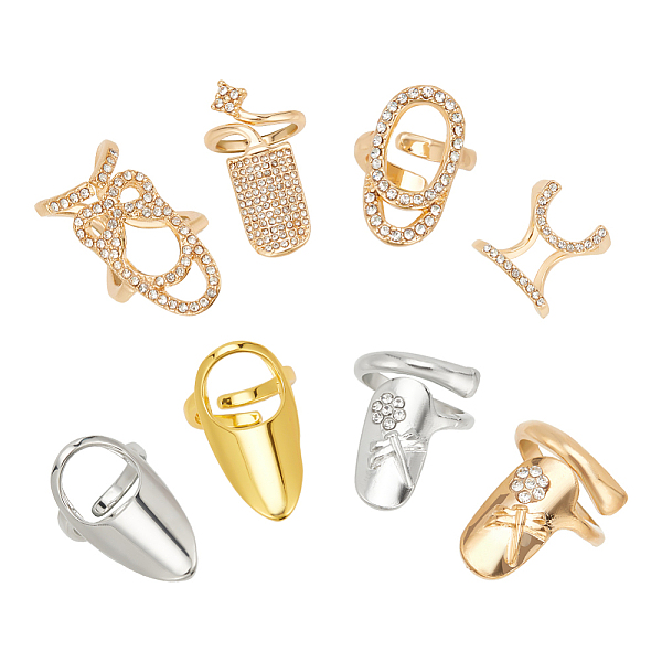 

PandaHall 8Pcs 8 Styles Alloy Rhinestone Finger Nail Tip Claw Rings, Fingernail Claw Nail Cap Cover Ring, for Women Girls, Mixed Color...