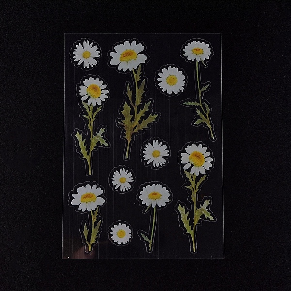 

PandaHall Daisy Pattern Waterproof Plastic Scrapbooking Stickers, Self Adhesive Stickers, for Diary, Album, Notebook, DIY Arts and Crafts..., White