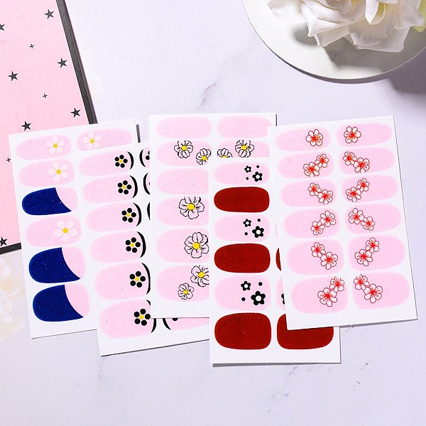 

PandaHall Flower Series Full Cover Nail Decal Stickers, Self Adhesive, Nail Decoration for Women Girls Kids, Mixed Color, 25.5x10~16.5mm..., Multicolor