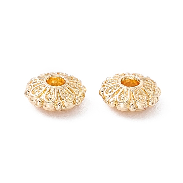 

PandaHall Rack Plating Alloy Bead, Long-Lasting Plated, Cadmium Free & Lead Free, Flower, Golden, 6x2.4mm, Hole: 1.2mm Alloy Flower
