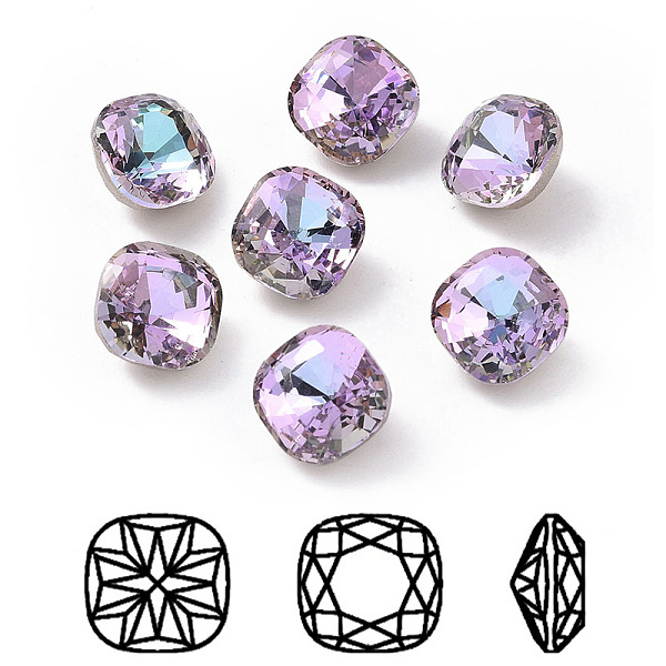 

PandaHall K9 Glass Rhinestone Cabochons, Pointed Back & Back Plated, Faceted, Square, Vitrail Light, 8x8x5.5mm Glass Rhinestone Square..., Purple