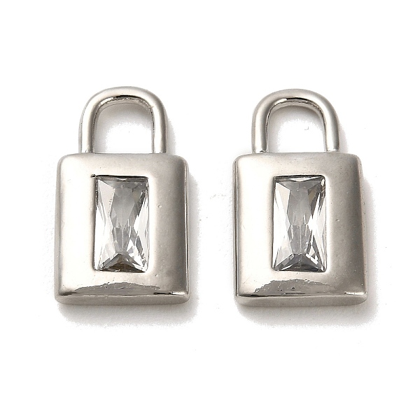 

PandaHall Brass Pendants, with Glsaa, Long-Lasting Plated, Lock, Platinum, 18x10x2.5mm, Hole: 4.8x4mm Brass+Glass Lock