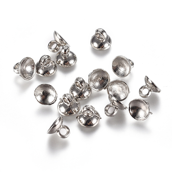 

PandaHall CCB Plastic Bead Cap Pendant Bails, for Globe Glass Bubble Cover Pendants, Platinum, 4.5~5x6mm, Hole: 1.6mm Plastic