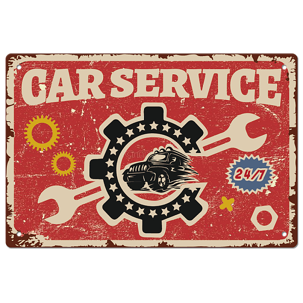 

PandaHall SUPERDANT Car Service Metal Tin Signs Man Cave Decor Wall Art Plaque Garage Decor Poster Iron Tin Sign Poster for Men Women Wall..., Red