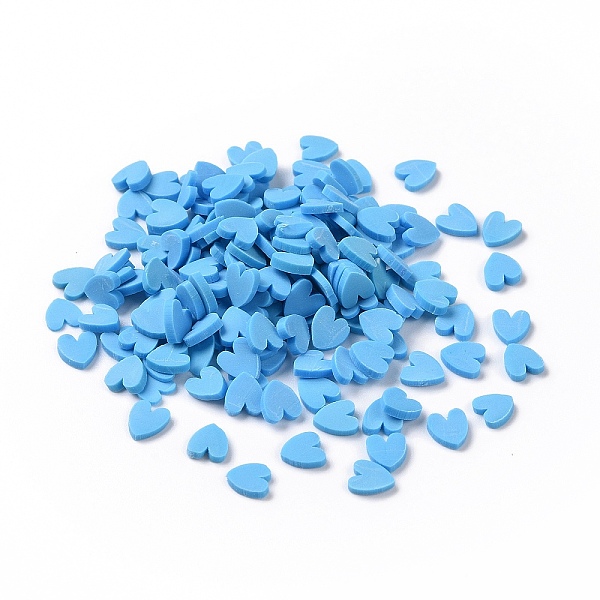 

PandaHall Handmade Polymer Clay Cabochons, Heart, Deep Sky Blue, 5x4.5x0.8mm, about 76923pcs/1000g Polymer Clay Heart