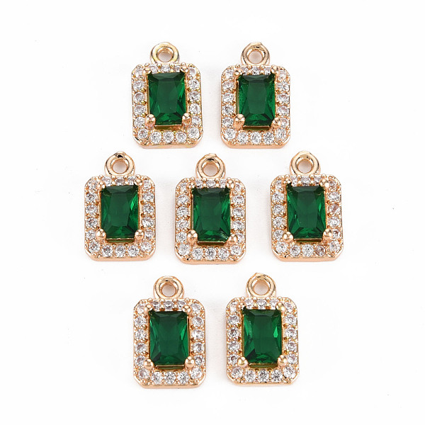 

PandaHall Rack Plating Brass Micro Pave Clear Cubic Zirconia Charms, with Faceted Glass, Long-Lasting Plated, Cadmium Free & Lead Free..., Green