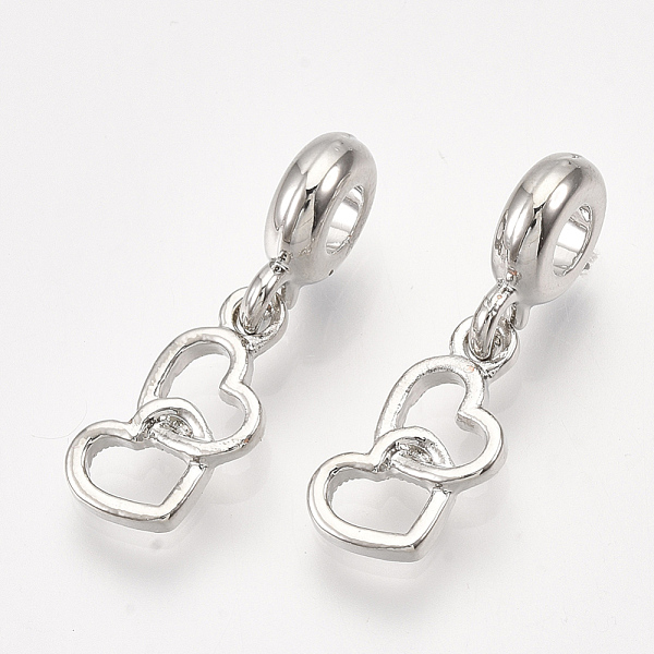 

PandaHall Alloy European Dangle Charms, Large Hole Pendants, Heart, Platinum, 26mm, Hole: 4mm Alloy Heart