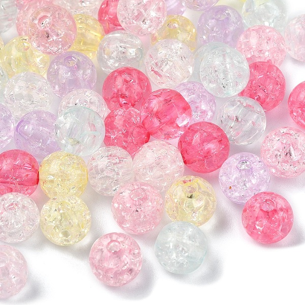 100Pcs Transparent Crackle Acrylic Beads