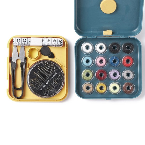PandaHall Sewing Tool Sets, Including Polyester Thread, Tape Measure, Scissor, Sewing Needle Devices Threader, Thimbles, Needles, Magnetic...