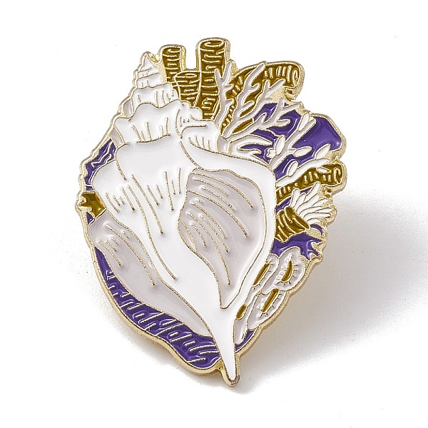 PandaHall Anatomical Heart Enamel Pin, Light Gold Alloy Brooch for Backpack Clothes, Shell Pattern, 30x23x2mm, Pin: 1.3mm Alloy+Enamel Shell...