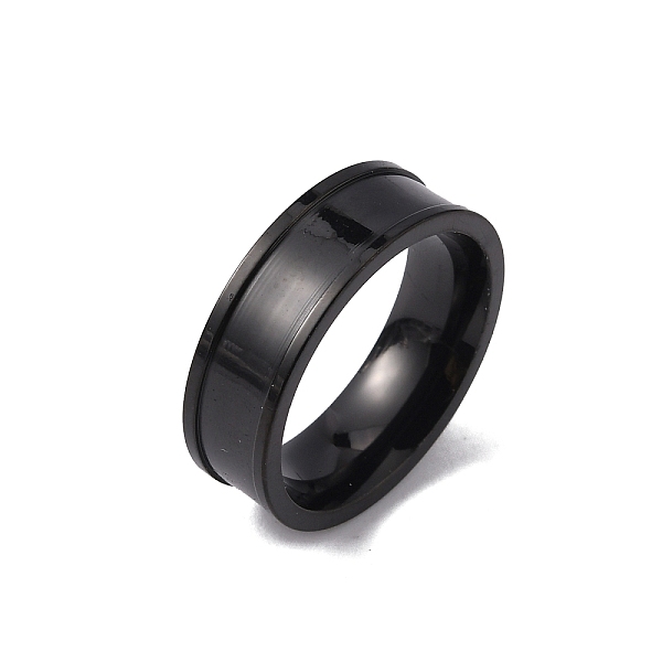

PandaHall 201 Stainless Steel Grooved Finger Ring Settings, Ring Core Blank, for Inlay Ring Jewelry Making, Electrophoresis Black, Inner...