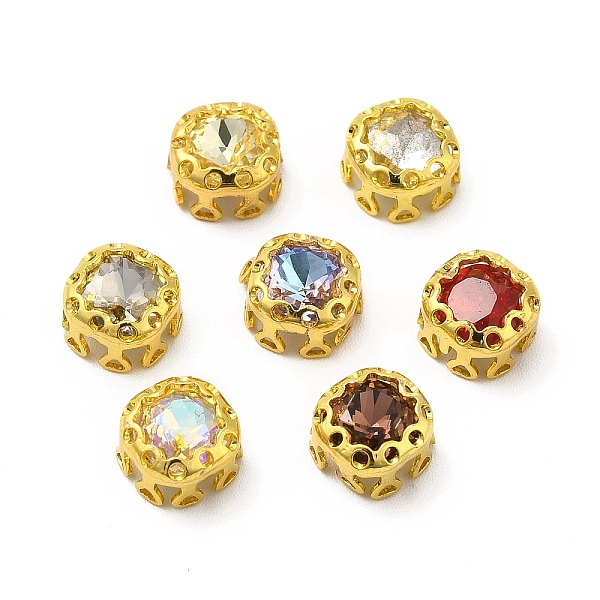 

PandaHall Square Shaped Sew on Rhinestone, Glass Rhinestone, Garments Accessories, Multi-Strand Links, with Golden Tone Brass Findings..., Multicolor