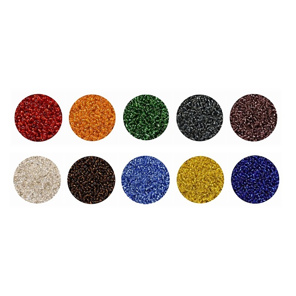 

PandaHall 8/0 Glass Seed Beads, Silver Lined Round Hole, Round Small Beads, Mixed Color, 8/0, 3mm, Hole: 1mm, 10 colors, about 2000pcs/color..., Multicolor