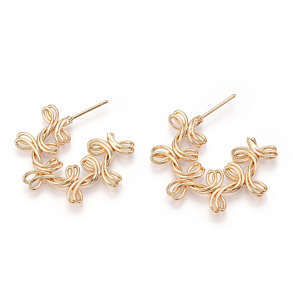 

PandaHall Brass Earring for Women, Real 18K Gold Plated, 30x10mm Brass Ring