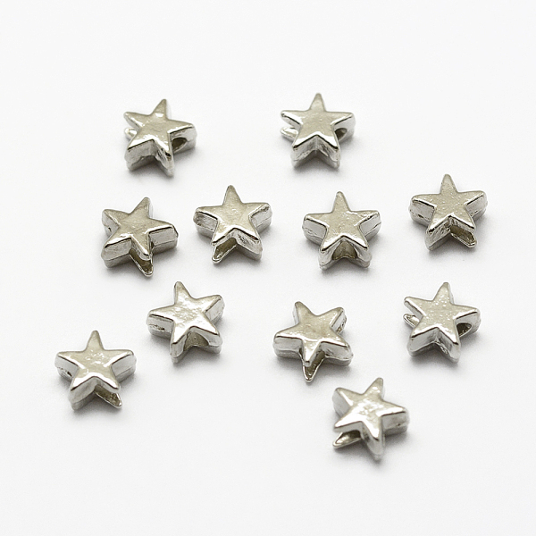 

PandaHall Alloy Beads, Star, Platinum, 5x6x3mm, Hole: 1.5mm Alloy Star