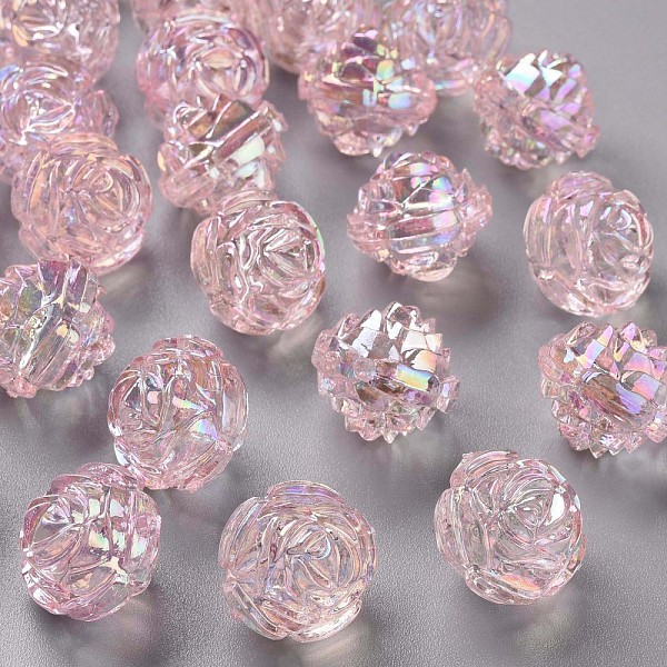 

PandaHall Transparent Acrylic Beads, AB Color, Flower, Pink, 18x16.5mm, Hole: 2.5mm, about 228pcs/500g Acrylic Flower Pink