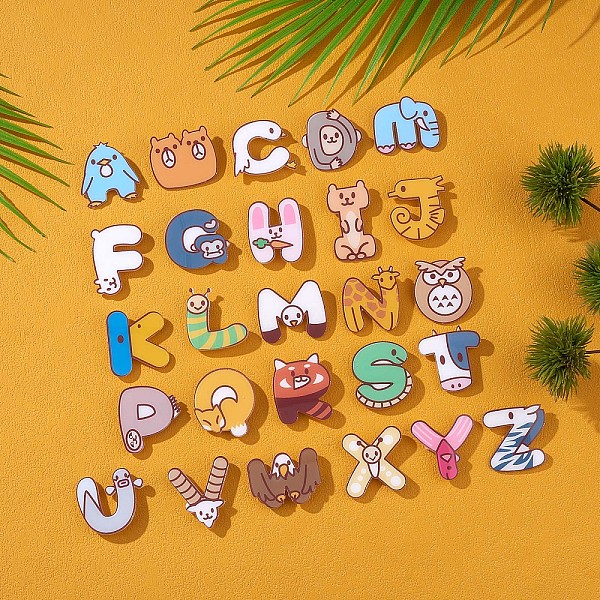 

PandaHall 26Pcs 26 Style Cartoon Animal Alphabet Acrylic Lapel Pins, Letter A~Z Badges for Backpacks Clothes Jackets Hats, Colorful...