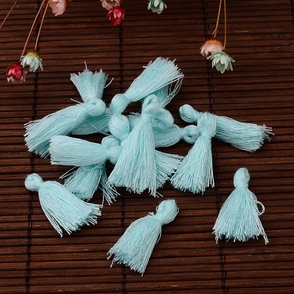 

PandaHall Cotton Thread Tassels Pendant Decorations, Sky Blue, 25~31x5mm, about 39~47pcs/bag Cotton Blue