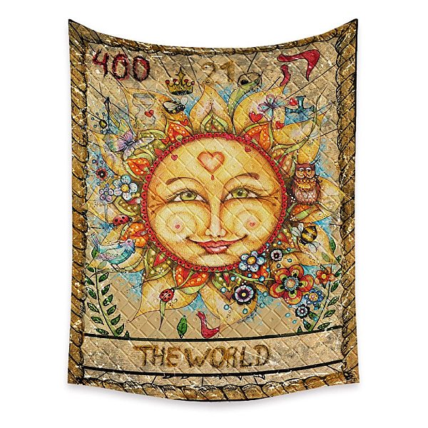 

PandaHall Tarot Tapestry, Polyester Bohemian Wall Hanging Tapestry, for Bedroom Living Room Decoration, Rectangle, The World XXI, 950x730mm..., Orange