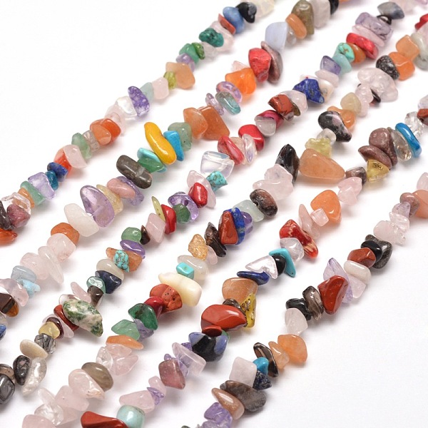 

PandaHall Natural & Synthetic Gemstone Chip Bead Strands, 5~8x5~8mm, Hole: 1mm, about 31.5 inch Mixed Stone Chip