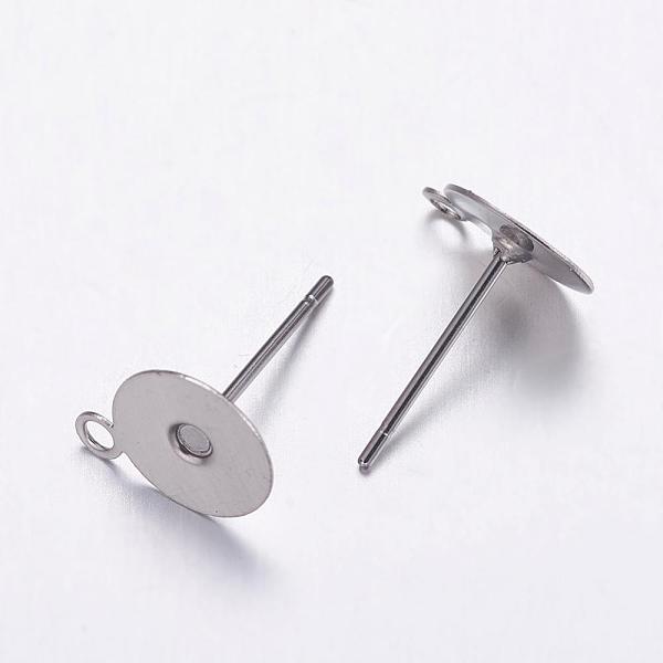 

PandaHall 304 Stainless Steel Stud Earrings Findings, with Loop, Stainless Steel Color, 12x8x1.3mm, Hole: 1mm, Pin: 0.7mm 304 Stainless...
