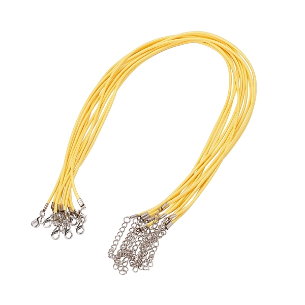 

PandaHall Waxed Cord Necklace Making, with Zinc Alloy Lobster Clasps, Platinum, Yellow, 17.8 inch~18 inch(45.5~46cm), 2mm Waxed Cord Yellow